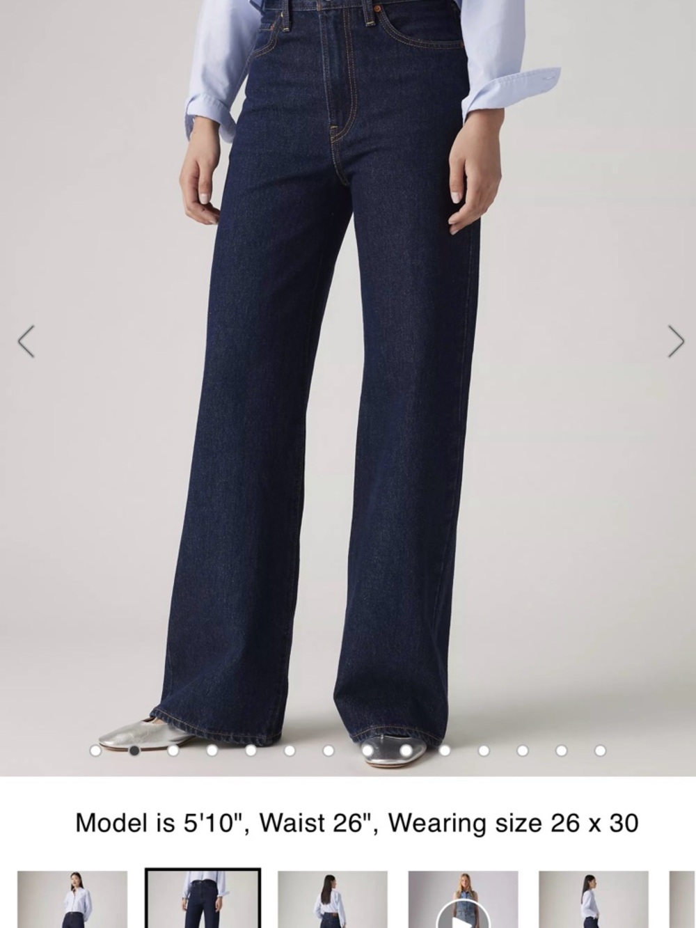 Levi's Dark Indigo High-Rise Wide-Leg Jeans